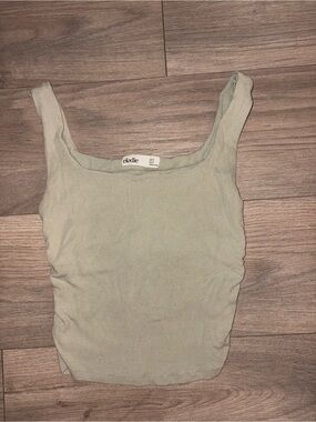 Elodie Ribbed Square-Neck Tank Top in Sage